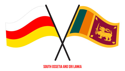 South Ossetia and Sri Lanka Flags Crossed And Waving Flat Style. Official Proportion. Correct Colors