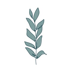 One Line Vector Drawing of Leaves Branch. Botanical Modern Single Line Art, Aesthetic Contour. Perfect for Home Decor, Wall Art Posters, or t-shirt Print, Mobile Case. Floral Continuous Line Drawing 