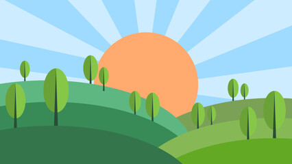 landscape with trees and grass