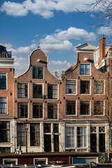 Fototapeta na wymiar Amsterdam City Scene, typical dutch houses.