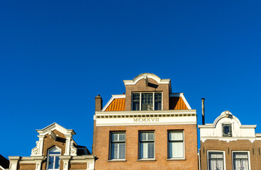 Typical merchant house facade in Amsterdam, Netherlands.