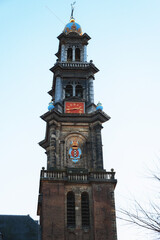 Fototapeta na wymiar Western church (Westerkerk) of Amsterdam, Netherlands