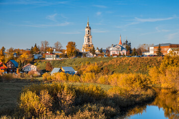 The ancient town of Suzdal in the evening.