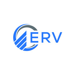 ERV Flat accounting logo design on white  background. ERV creative initials Growth graph letter logo concept. ERV business finance logo design.
