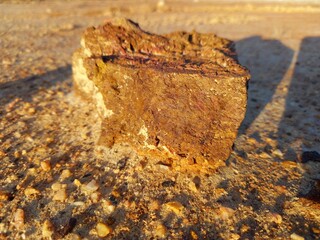 bauxite stone in the afternoon with brown and yellow colour