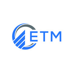 ETM Flat accounting logo design on white  background. ETM creative initials Growth graph letter logo concept. ETM business finance logo design.
