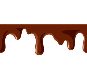 Chocolate smudges on a white background. Seamless border. Cartoon design.
