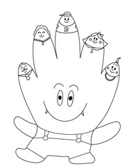 big hand monster coloring page