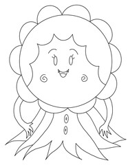 cute flower monster coloring page