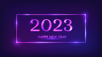 2023 Happy New Year neon background