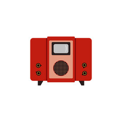 Retro TV receiver with small screen flat cartoon vector illustration isolated.