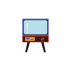 Retro classic vintage television with stand, flat vector illustration isolated.