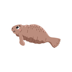 Seal or sea calf animal cartoon character, flat vector illustration isolated.