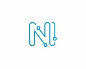 Abstract Letters NI Logo Design Template 001