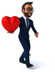 Fun 3D cartoon illustration of an indian businessman