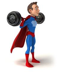 Fun 3D illustration of a cartoon superhero