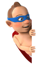 Fun 3D illustration of a cartoon baby