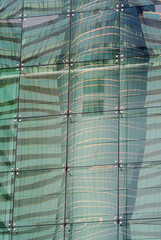 Building reflection on glass window facade, Abstract background