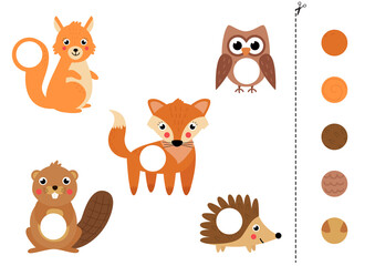 Cut and glue parts of cute forest animals.