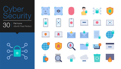 Cyber security icons. Flat design. Vector illustration.