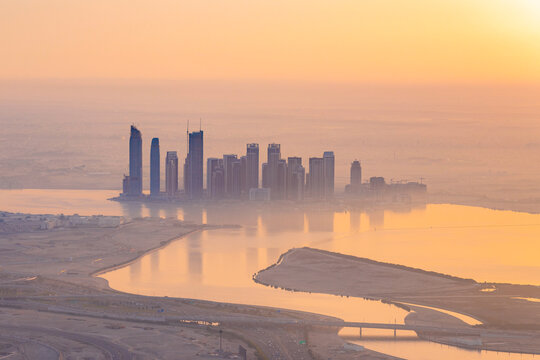 United Arab Emirates, Dubai, View of Dubai Creek at foggy sunrise