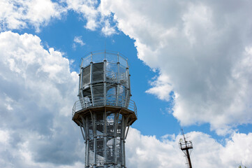 Observation tower on top of the mountain - obrazy, fototapety, plakaty
