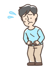 お腹が痛そうな男性