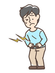お腹が痛そうな男性