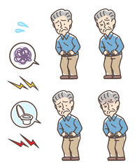 お腹が痛そうなおじいさんセット