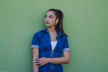 portrait of hispanic latin brunette woman in the street