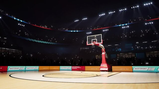 Basketball Arena with people crowds 3d render High quality 4k footage