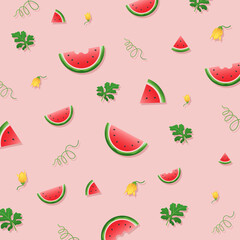 Watermelon background and seamless pattern