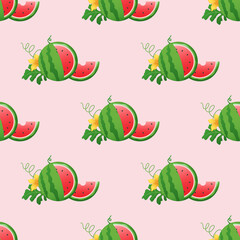 Watermelon background and seamless pattern