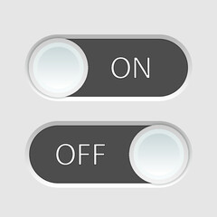 On and Off slider buttons isolated on a white background