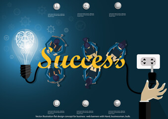 Naklejka premium Illustration business.design modern idea and concept think creativity. for brainstorm,Social network,success,plan,think,search,analyze,communicate, futuristic idea innovation technology.