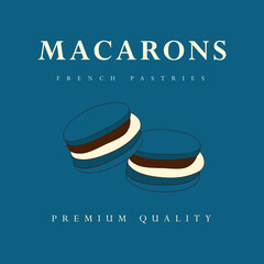 Logo macaron for bakery shop. Vector and Illustration.