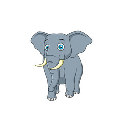 Vector cartoon cute elephant walking