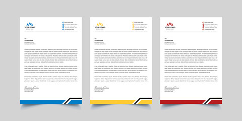 Modern corporate business letterhead design template with red, yellow and black color.