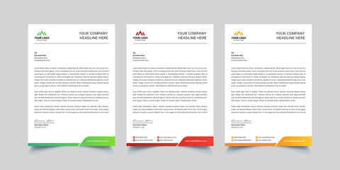 Modern corporate business letterhead design template with red, yellow and black color.