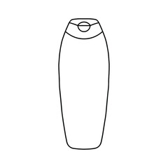 Linear bottle of shampoo, balsam, cream, or other cosmetic product. Cosmetic. Vector illustration.