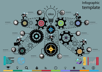 Illustration business.design modern  idea and concept think creativity. for Social network,success,plan,think,search,analyze,communicate, futuristic idea innovation technology.