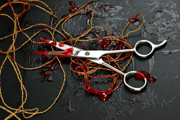 crime horror thriller scissor with blood