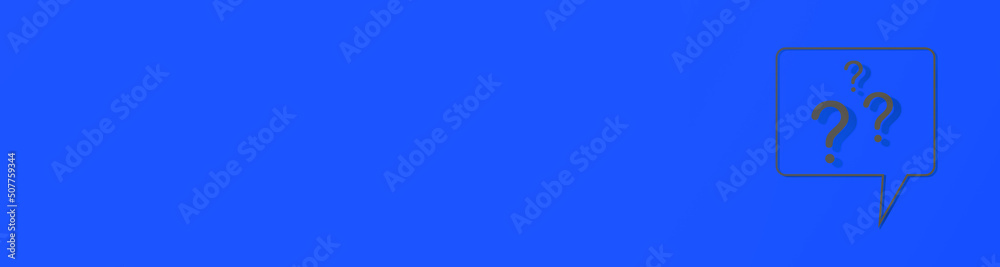 Fototapete question mark with shadow on blue background. message using. banner for insertion into site. place f
