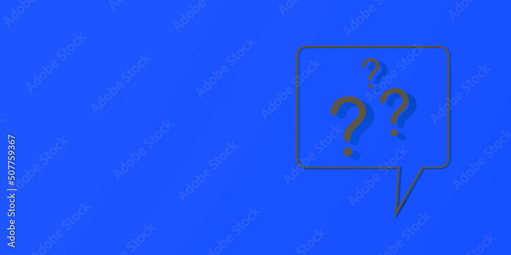 Fototapete question mark with shadow on blue background. message using. banner for insertion into site. place f