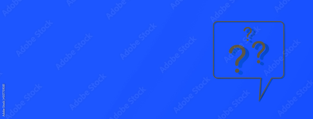 Fototapete question mark with shadow on blue background. message using. banner for insertion into site. place f