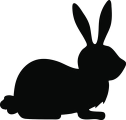 Standing rabbit silhouette vector, isolated on white background, bunny icon idea, animal concept, fill with black color wildlife animal, side view