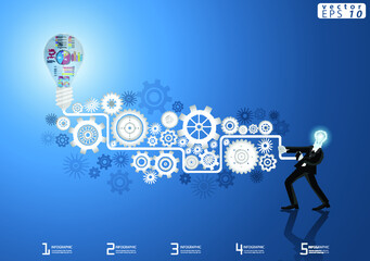 Illustration business.design modern  idea and concept think creativity. for Social network,success,plan,think,search,analyze,communicate, futuristic idea innovation technology.