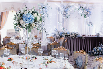 Wedding preparations, decoration of the hall for the holiday.