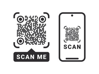 QR code. Quick Response codes. Barcode sign. Scan QR code flat icon with phone. Vector images