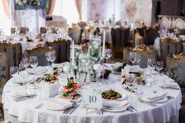 Wedding preparations, decoration of the hall for the holiday.